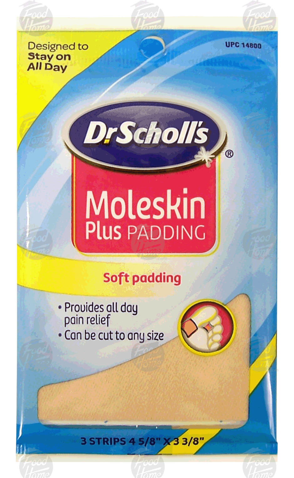 Dr Scholl's&nbsp;&nbsp;moleskin plus padding, cut to any size strips 4 5/8 x 3 3/8 inch Full-Size Picture